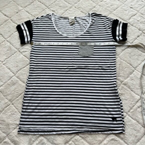Victoria's Secret PINK | Striped Oversized Pocket Tee Shirt | Size Small - Picture 8 of 9